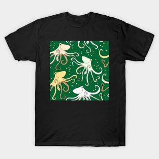 happy octopus on green T-Shirt